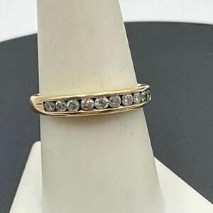Vintage 14K Gold Designer Diamond Wedding Band Ring 1/2 TW Sz 8.5 Channel Set